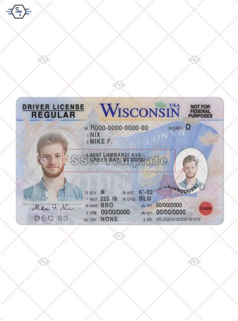 Wisconsin Driver License Psd Template Ssn Template