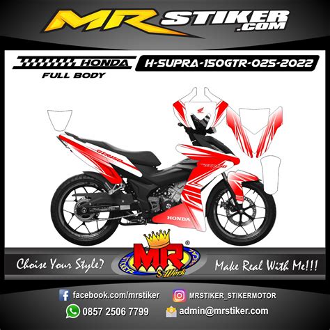 Stiker Motor Decal Honda Supra Gtr Red Line Grafis Transparency