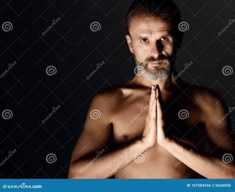 Old Man Practicing Yoga Meditation Mudra And Mantra Practices Asana