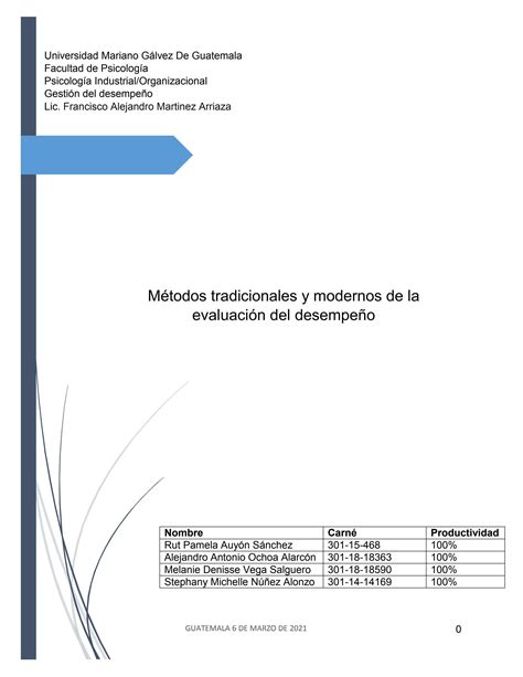 Métodos tradicionales y modernos de la evaluación del desempeño by