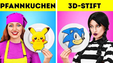 FANTASTISCHE 3D STIFT VS PFANNKUCHEN KUNST CHALLENGE Wednesday Vs