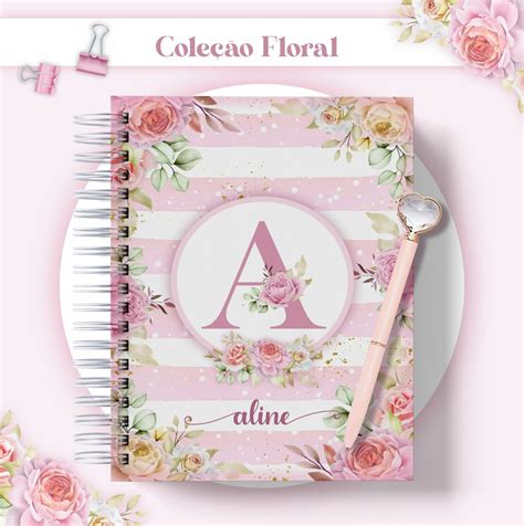 Arquivo Corte Planner Agenda Floral Alfabeto Elo