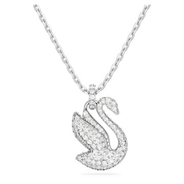 Swan Pendant Swan Medium White Rhodium Plated Swarovski