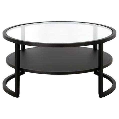 Meyer Cross Winston In Blackened Bronze Round Glass Top Coffee