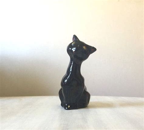 Cute Lucky Black Cat Figurine Vintage Black Cat Ornament Etsy Uk Cats Cat Statue Black Cat