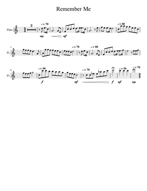 Remember Me Sheet Music For Flute Solo