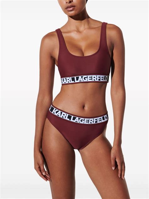 Karl Lagerfeld Logo Bikini Bottoms Red FARFETCH