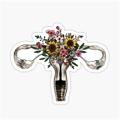 Uterus With Flowers Feminist Femminism Uteruses Girl Women Watercolor Style Sticker For