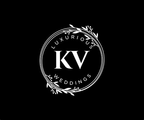 Plantilla De Logotipos De Monograma De Boda Con Letras Iniciales Kv