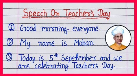 Teachers Day Speech In English Speech On Teachers Day September