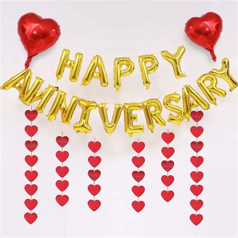 Gold Happy Anniversary Balloons Letters Inch Gold Hook Heart