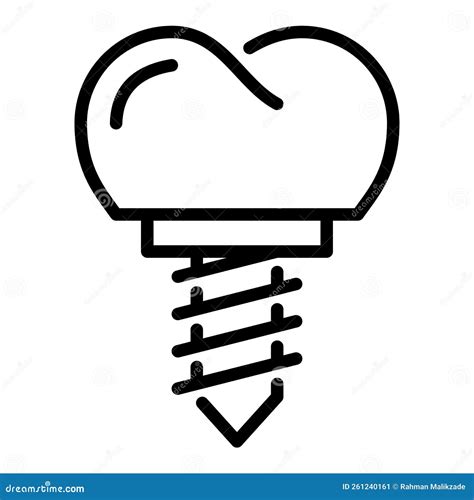 Tooth Implant Outline Icon Tooth Restoration Concept Vector