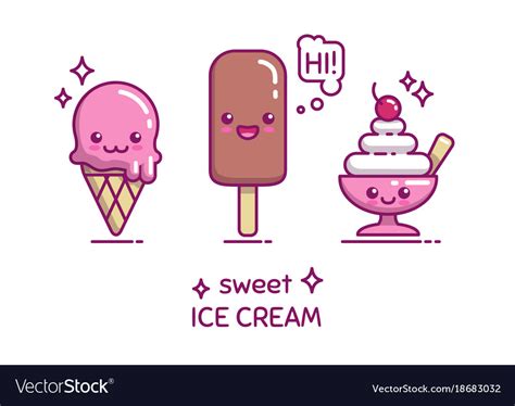 Cute sweet ice cream characters Royalty Free Vector Image