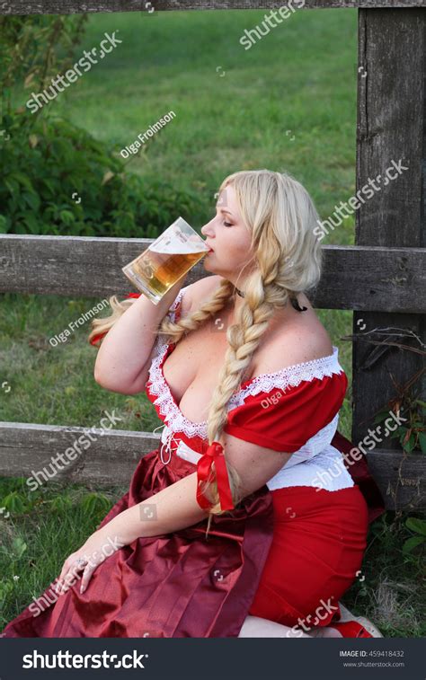 Blonde Bavarian Female Holding Glass Beer Stock Photo 459418432 Shutterstock