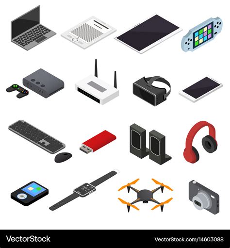 Technology devices color icons isometric view Vector Image