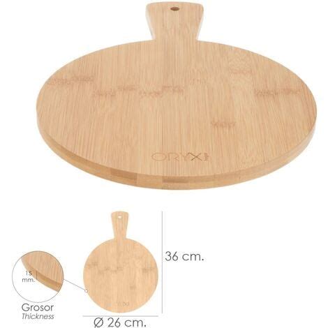 Tabla Cortar Cocina Redonda Hecha En Madera De Bambu 100 Con Mango