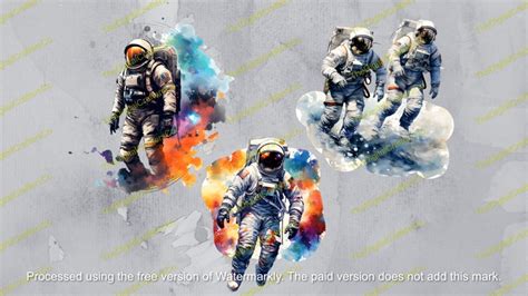 Astronaut SVG PNG Collection Watercolor Astronaut Clipart Instant