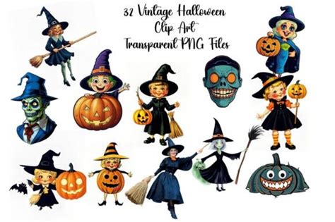 32 Vintage Halloween Clip Art Images Graphic By Scrapbook Attic Studio