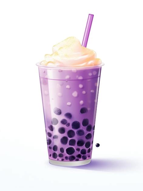 Aquarell Lila Bubble Tea Isoliert Auf Transparentem Oder Wei Em