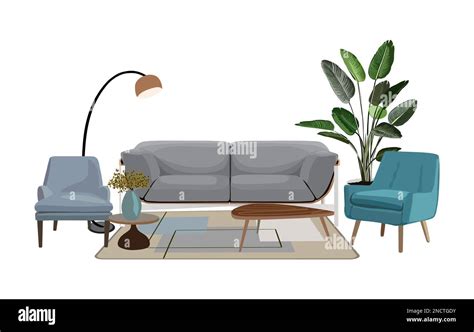 Living Room Interior Vector Illustration On White Stock Vector Image