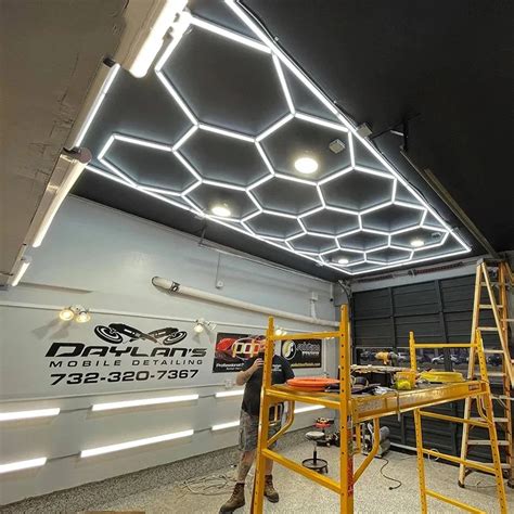 GE9001 6500K Honeycomb Hexagon LED Lights For Workshop Gym Detailing