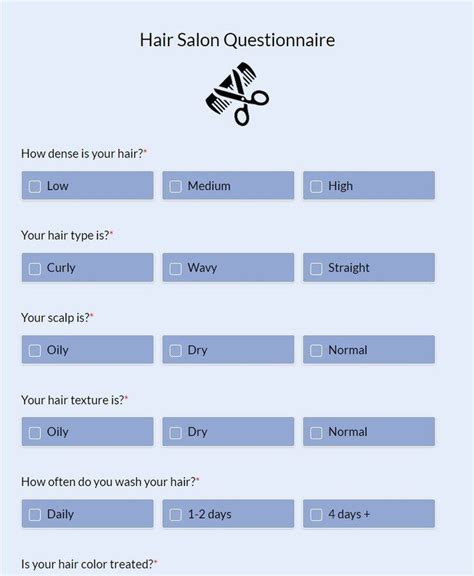 Free Online Hair Salon Questionnaire Template Formbuilder