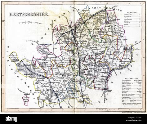 Vecchia Mappa Colorata Hertfordshire Immagini E Fotografie Stock Ad