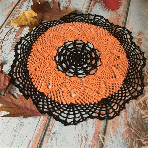 Halloween Doily Crochet Halloween Decor Round Halloween Etsy