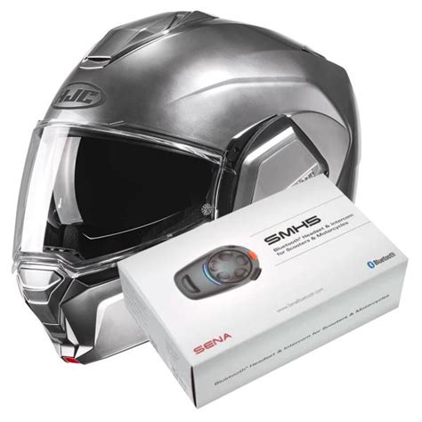 Pack Casco Kit Bluetooth Hjc I Hyper Silver Kit Bluetooth Smh