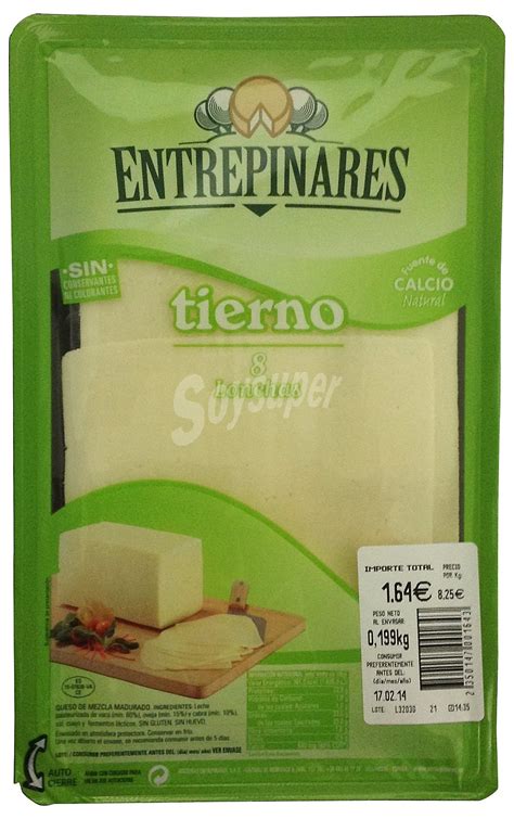 Entrepinares Queso Barra Lonchas Tierno Paquete 220 G