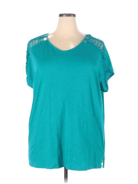 Cj Banks Teal Short Sleeve Top Size 2x Plus 63 Off Thredup