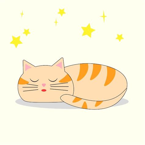 Ilustraci N Vectorial De Un Gato Durmiente Vector Premium