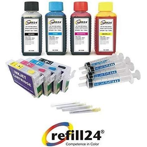 Refill24 Kit De Recharge Pour Cartouches D Encre Epson 29 29XL Noir