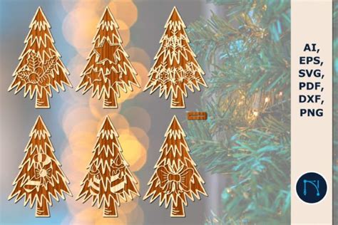 Laser Cut Standing Christmas Tree Bundle Graphic By NGISED Creative