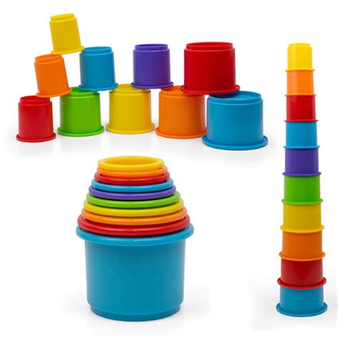 Rainbow Stacking & Nesting Cups Baby Building Set. 10 Pieces. | kidsthrill