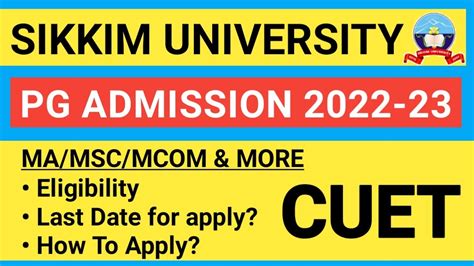 Sikkim University Pg Admission 2022 How To Apply Last Date Ma Msc