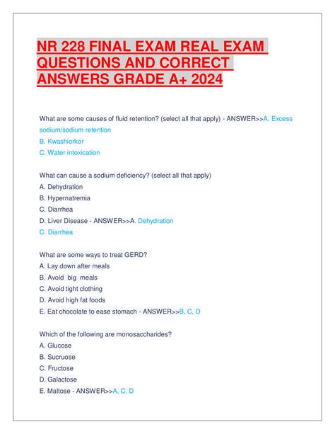 NR 228 FINAL EXAM REAL EXAM QUESTIONS AND CORRECT ANSWERS GRADE A 2024