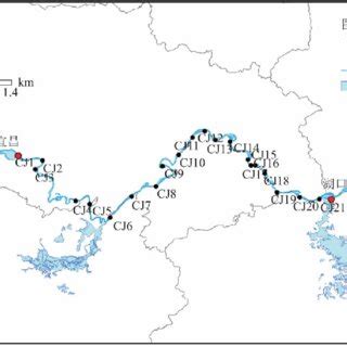 Map Of The Sampling Sites In The Middle Reach Of The Yangtze River