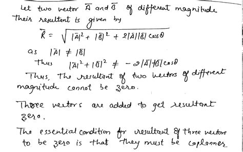 Can Two Vectors Of Different Magnitudes Add To Give Zero Resultant