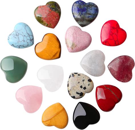 Maibaota Pcs Heart Healing Crystals Gemstones Set Bulk Natural Quartz