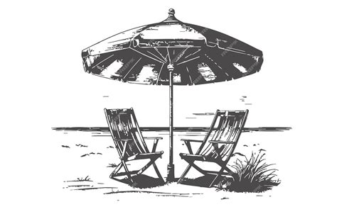 Premium Vector Beach Chair And Umbrella On Tropical Sand Beach In