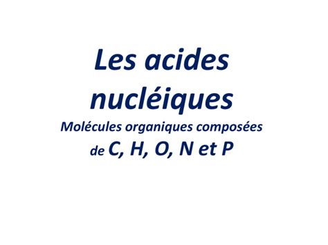 Les Acides Nucleiques