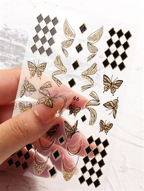 2sheets Butterfly Clock Pattern Nail Art Sticker SHEIN USA