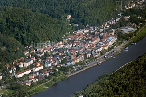 Luftaufnahme Bad Schandau Ortskern Am Uferbereich Des Elbe