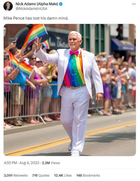 Fact Check Scene Of Mike Pence Carrying A Rainbow Flag In A Parade Is