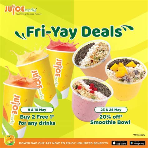 Juice Works Fri Yay Deals In May 2024 Buy 2 Drinks Get 1 Free And 20