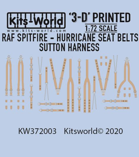 Raf Sutton Harness Seat Belt Set For Supermarine Spitfire And Hawker