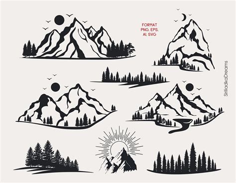 Berge svg Wald svg 54 PNG EPS Bäume SVG Wald svg Berg Etsy