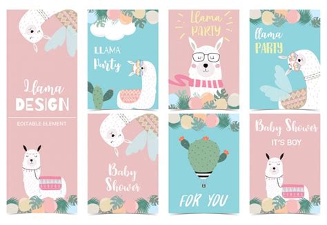 Premium Vector Cute Llama Card For Kid