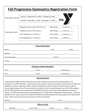 Fillable Online Fall Progressive Gymnastics Registration Form Fax Email